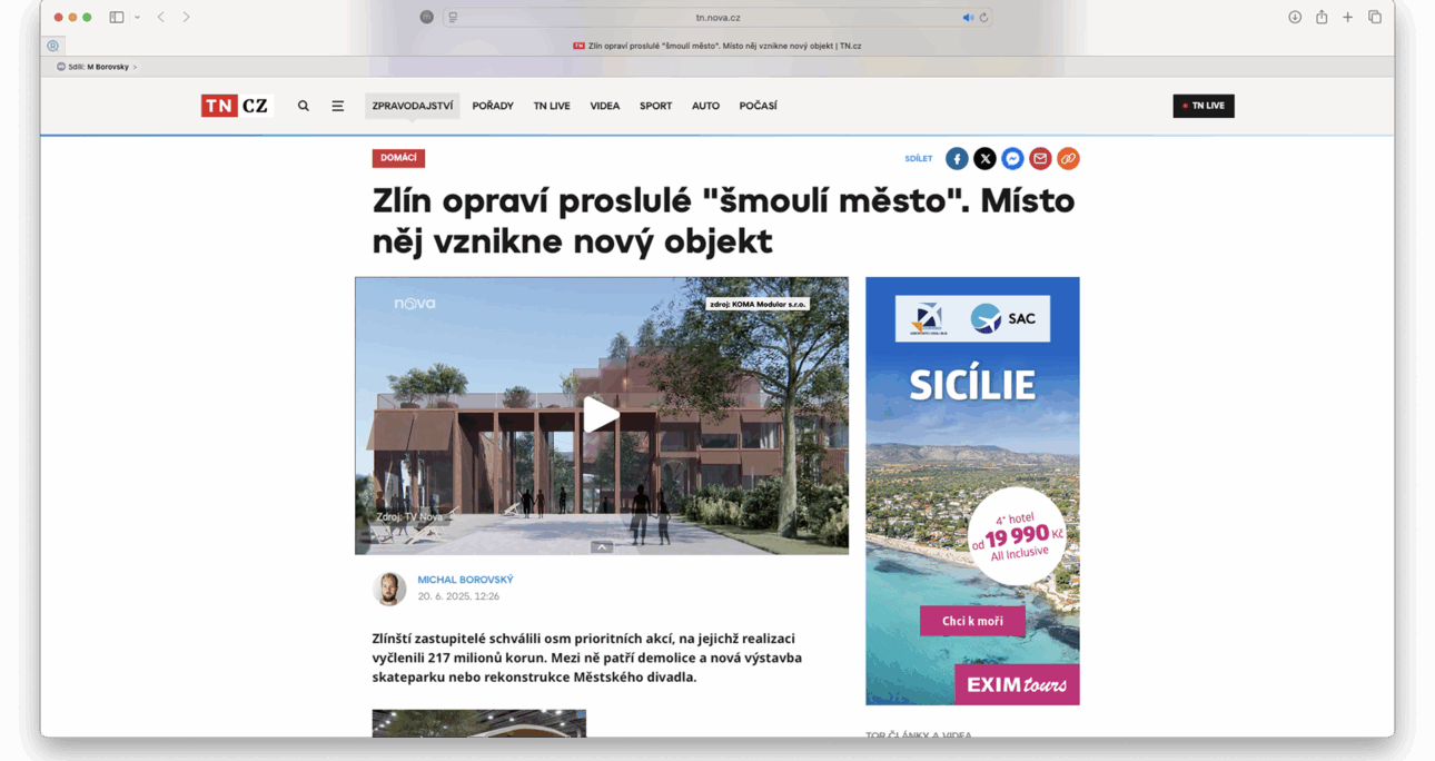 Zlín opraví proslulé „šmoulí město“. Místo něj vznikne nový objekt